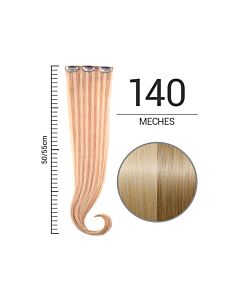 Extension Clip Meches - 100% CAPELLI NATURALI - Lunghezza 50/55 cm - 140 BIONDO NATURALE CON MECHES