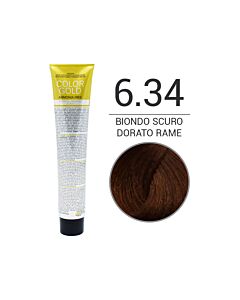 COLOR GOLD Colorazione in Crema senza Ammoniaca - BIONDO SCURO DORATO RAME 6.34 - DESIGN LOOK - 100 ml