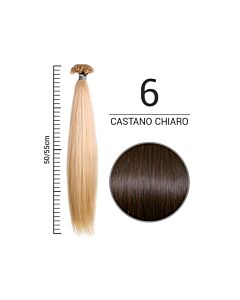 Extension Cheratina - 100% CAPELLI NATURALI - Lunghezza 50/55 cm - Conf. 25 Ciocche - 6 CASTANO CHIARO