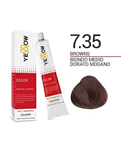 YELLOW COLOR Colorazione in Crema - 7.35 BIONDO MEDIO DORATO MOGANO - ALFAPARF - 100ml