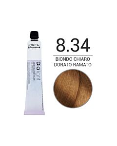 DIA LIGHT Colorazione in Crema senza Ammoniaca - 8.34 BIONDO CHIARO DORATO RAMATO - L'OREAL PROFESSIONNEL - 50 ml